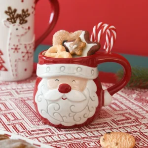 Nordic Christmas Ceramic Mug Santa Claus Cartoon Pattern Coffee Cup